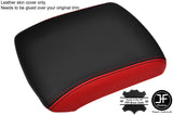 BLACK & RED TOP GRAIN LEATHER ARMREST COVER FITS NISSAN NAVARA D40 2005-2015