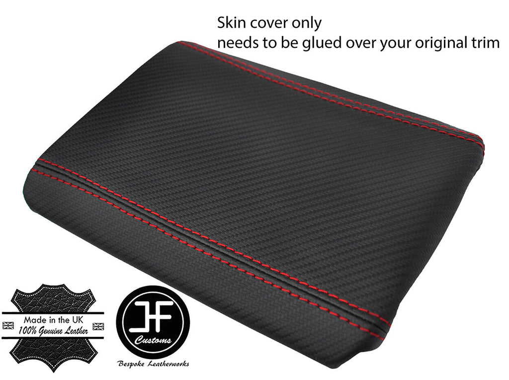RED STITCHING CARBON FIBER VINYL ARMREST LID COVER FITS HONDA S2000 1999-2003