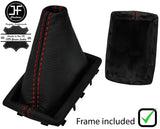 RED STITCH LEATHER MANUAL GEAR GAITER + PLASTIC FRAME FITS MG MG6 2011-2015