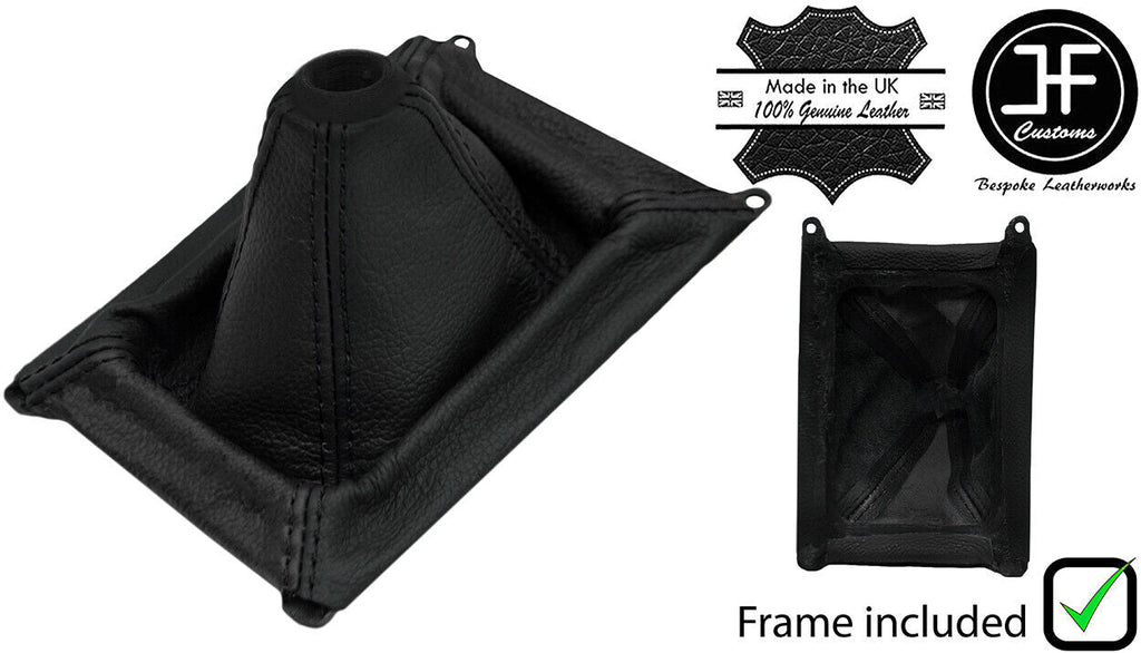 BLACK & BLACK LEATHER GEAR GAITER +PLASTIC FRAME + TOP RING FOR HONDA CRX 88-91