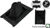 BLACK & BLACK LEATHER GEAR GAITER +PLASTIC FRAME + TOP RING FOR HONDA CRX 88-91
