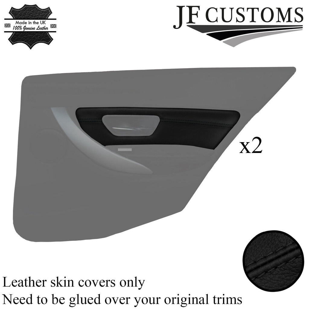 BLACK STITCH LEATHER 2X REAR DOOR CARD TRIM COVER FOR BMW F30 11-18 SALOON
