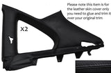 BLACK STITCH 2X REAR WINDOW PANEL TRIM SKIN COVERS FITS TOYOTA SUPRA MK4 93-02