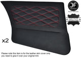 RED DIAMOND STITCHING 2X REAR DOOR CARD LEATHER COVERS FITS BMW E30 SALOON