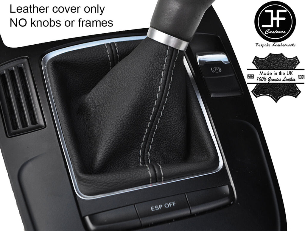 GREY STITCH TOP GRAIN REAL LEATHER MANUAL GEAR GAITER FOR AUDI A4 B8 2008-2015