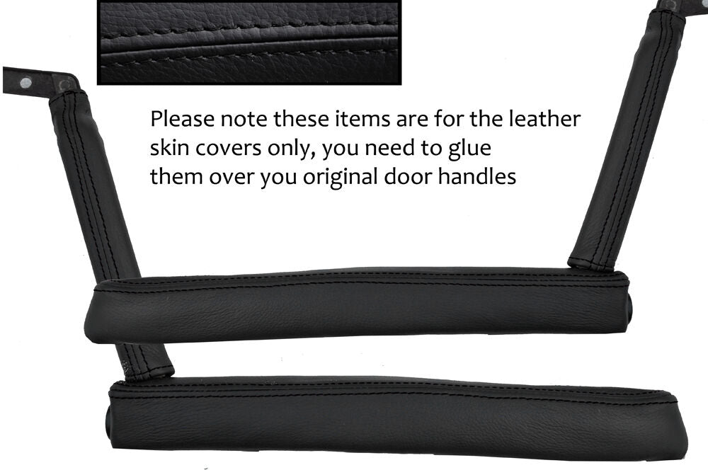 BLACK STITCH 2X DOOR HANDLE ARMREST TRIM SKIN COVER FITS PORSCHE 911 912 65-70