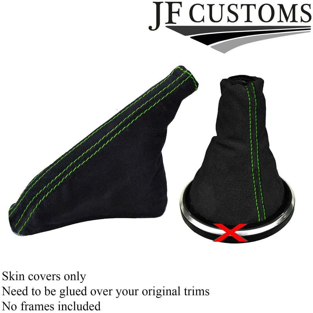 GREEN STITCH GENUINE SUEDE GEAR+HANDBRAKE GAITER FITS FORD FIESTA MK6 02-2008