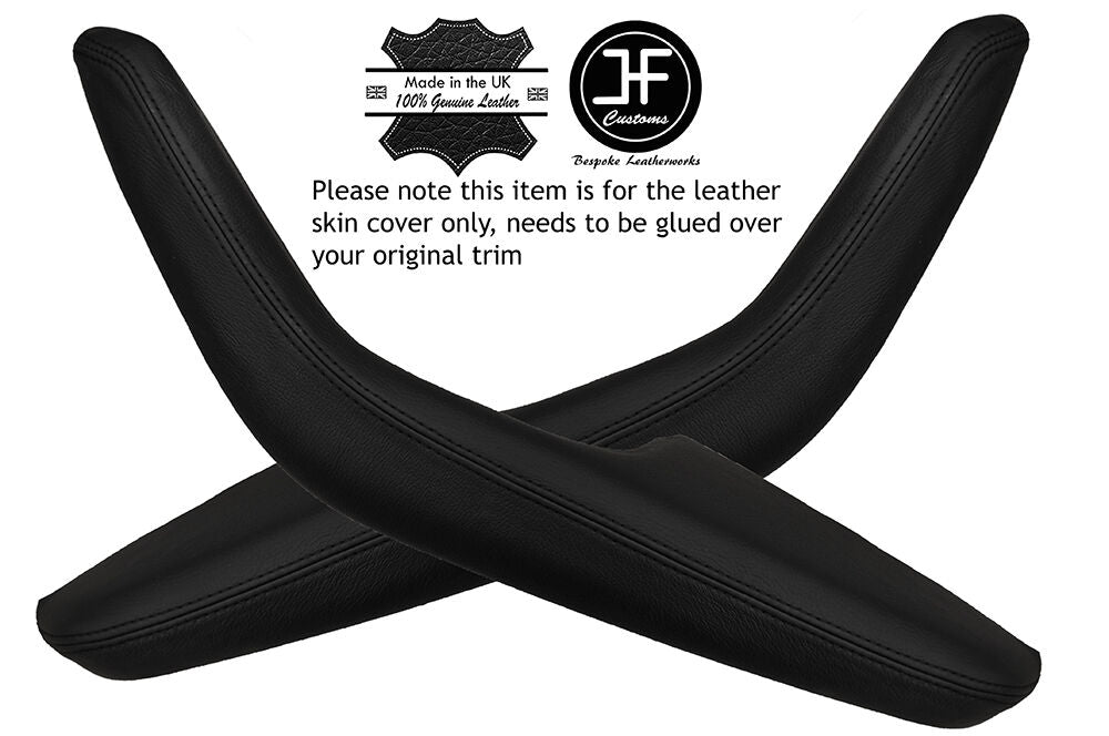 BLACK STITCH 2X FRONT DOOR HANDLE ARMREST LEATHER COVERS FITS AUDI Q5 2008-2015