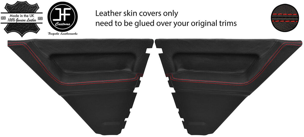 RED STITCH 2X REAR DOOR CARD LEATHER COVERS FOR RENAULT 5 CAMPUS 3 DOOR