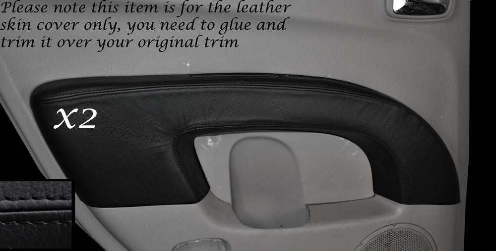 BLACK STITCH 2X REAR DOOR CARD TRIM SKIN COVERS FITS MITSUBISHI L200 2006-2014