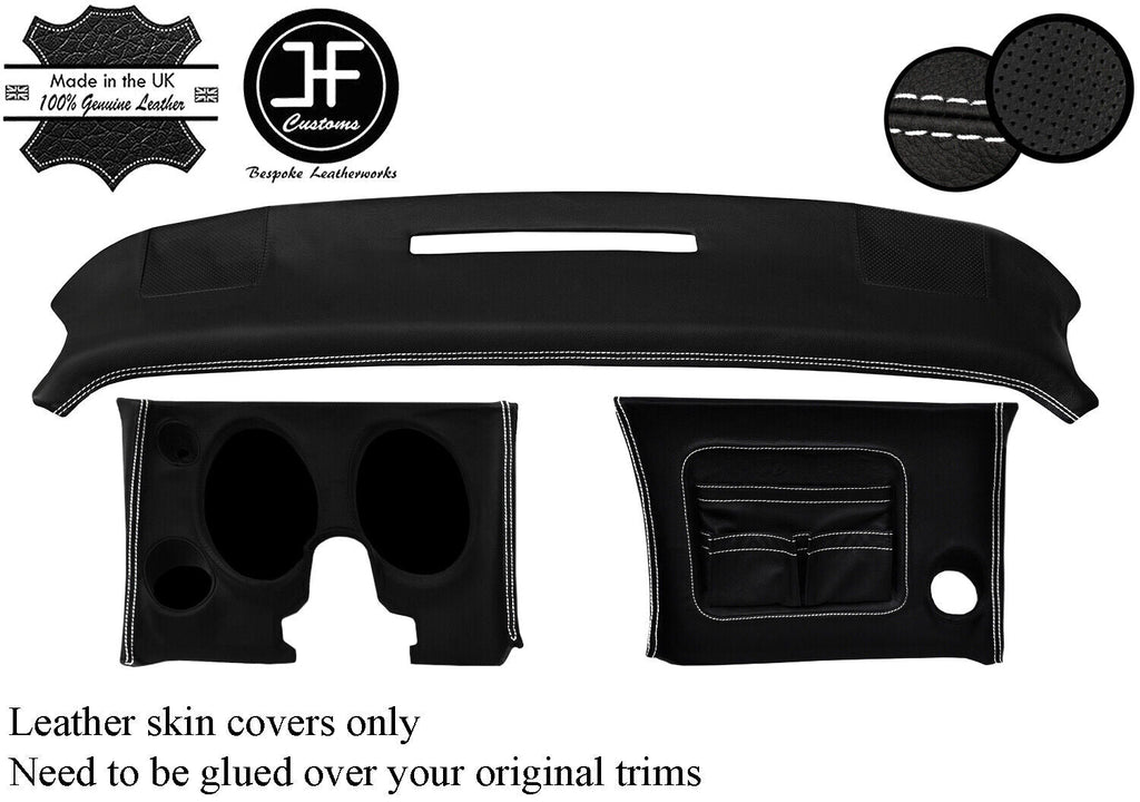 WHITE STITCH DASH DASHBOARD KIT REAL LEATHER COVERS FITS CORVETTE C3 1970-1976