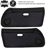PURPLE DIAMOND STITCH 2X DOOR CARD LEATHER COVERS FOR MAZDA MX5 MK1 MIATA 89-97