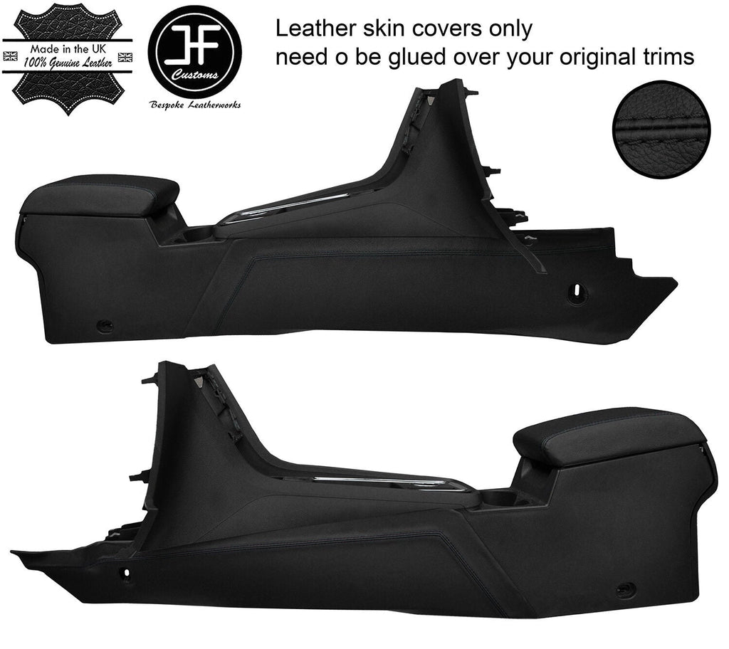 BLACK STITCH 2X CONSOLE SIDE TRIM & ARMREST LEATHER COVERS FOR SEAT ATECA 16-19