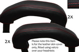 RED STITCH 2X REAR HEADREST SKIN COVERS FITS RENAULT MEGANE CONVERTIBLE 02-08