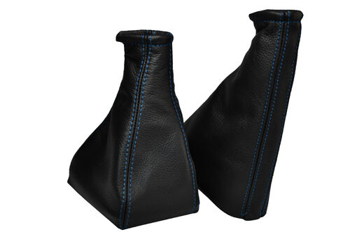 FITS ASTRA MK4 DOUBLE BLUE STITCH LEATHER GEAR&HANDBRAKE GAITER CUSTOM NEW