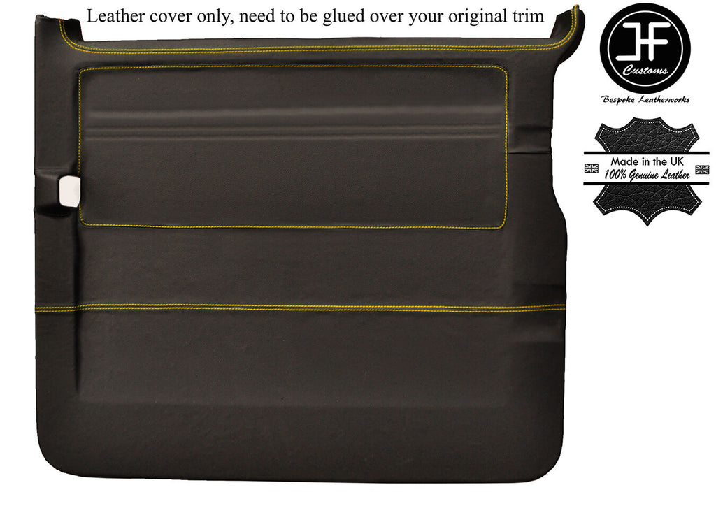 YELLOW STITCH RIGHT SIDE SLIDING DOOR CARD LEATHER COVER FITS VW T5 TRANSPORTER