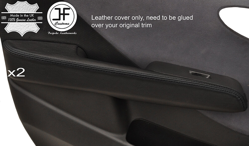 BLACK STITCH 2X FRONT DOOR ARMREST TRIM LEATHER COVER FITS HONDA JAZZ 02-08 5DR