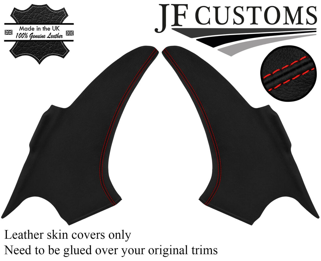 RED STITCH LEATHER 2X C PILLAR TRIM COVER FOR ROVER 75 MG ZT SALOON 1998-2005