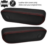 RED STITCH 2X SEAT ARMREST REAL LEATHER COVERS FITS BMW E23 E28 5 & 7 SERIES