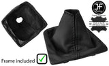 BLACK STITCH REAL LEATHER GEAR GAITER+PLASTIC FRAME FITS HYUNDAI i30 2012-2016
