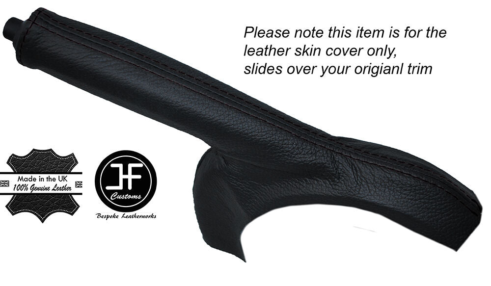 BLACK STITCHING LEATHER SKIN HANDBRAKE GAITER FITS PEUGEOT 108 2014-2016
