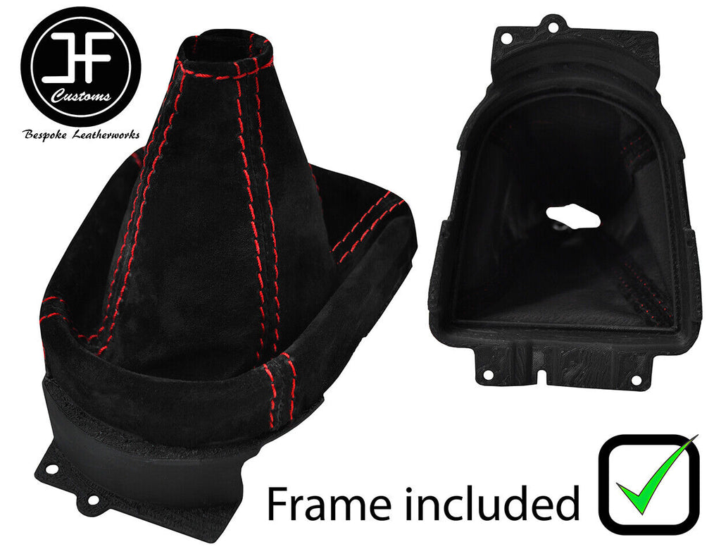 RED STITCH SUEDE GEAR GAITER+PLASTIC FRAME FOR MITSUBISHI OUTLANDER 2006-2013