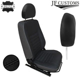 BLACK STITCH 2X HEADREST LEATHER COVERS FITS LAND ROVER DEFENDER 07-14
