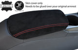 RED STITCHING REAL SUEDE ARMREST COVER FITS AUDI TT MK3 2015-2019 CUSTOM NEW