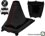 RED STITCH LEATHER MANUAL GEAR GAITER+PLASTIC FRAME FITS MAZDA MX3 MX-3 91-98