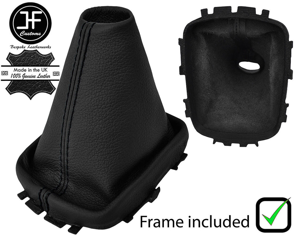 BLACK STITCH LEATHER GEAR GAITER+PLASTIC FRAME FITS RENAULT MEGANE MK3 08-16