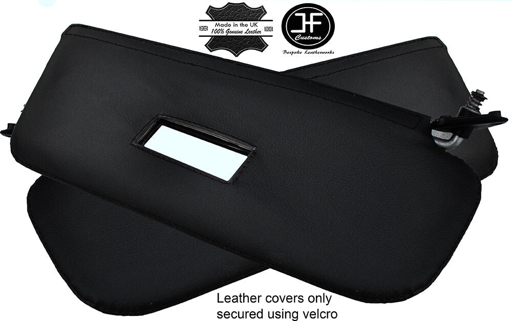 BLACK STITCHING 2X SUN VISORS LEATHER COVERS FITS FIAT 127 CUSTOM NEW MADE IN UK