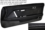 WHITE STITCH 2X FULL DOOR CARD LEATHER SKIN COVER FITS TOYOTA SUPRA MK3 86-93