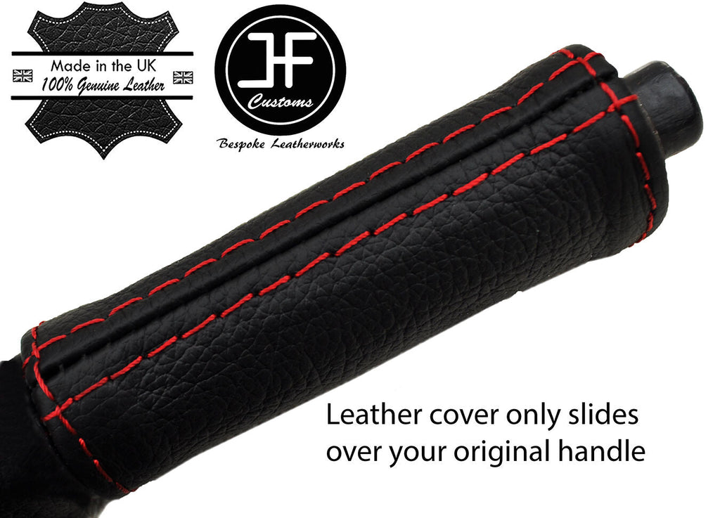 RED STITCH REAL LEATHER HANDBRAKE HANDLE COVER FITS RELIANT ROBIN RIALTO MK2