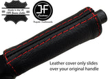RED STITCH REAL LEATHER HANDBRAKE HANDLE COVER FITS RELIANT ROBIN RIALTO MK2