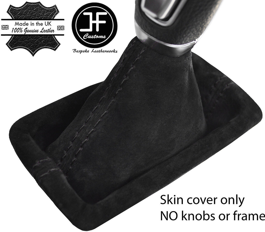 BLACK STITCH AUTO AUTOMATIC REAL SUEDE GEAR GAITER FITS HYUNDAI SANTA FE 13-18
