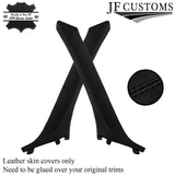 BLACK STITCH ITALIAN LEATHER PILLAR KIT COVERS FOR BMW 5 SERIES F10 F11 10-16