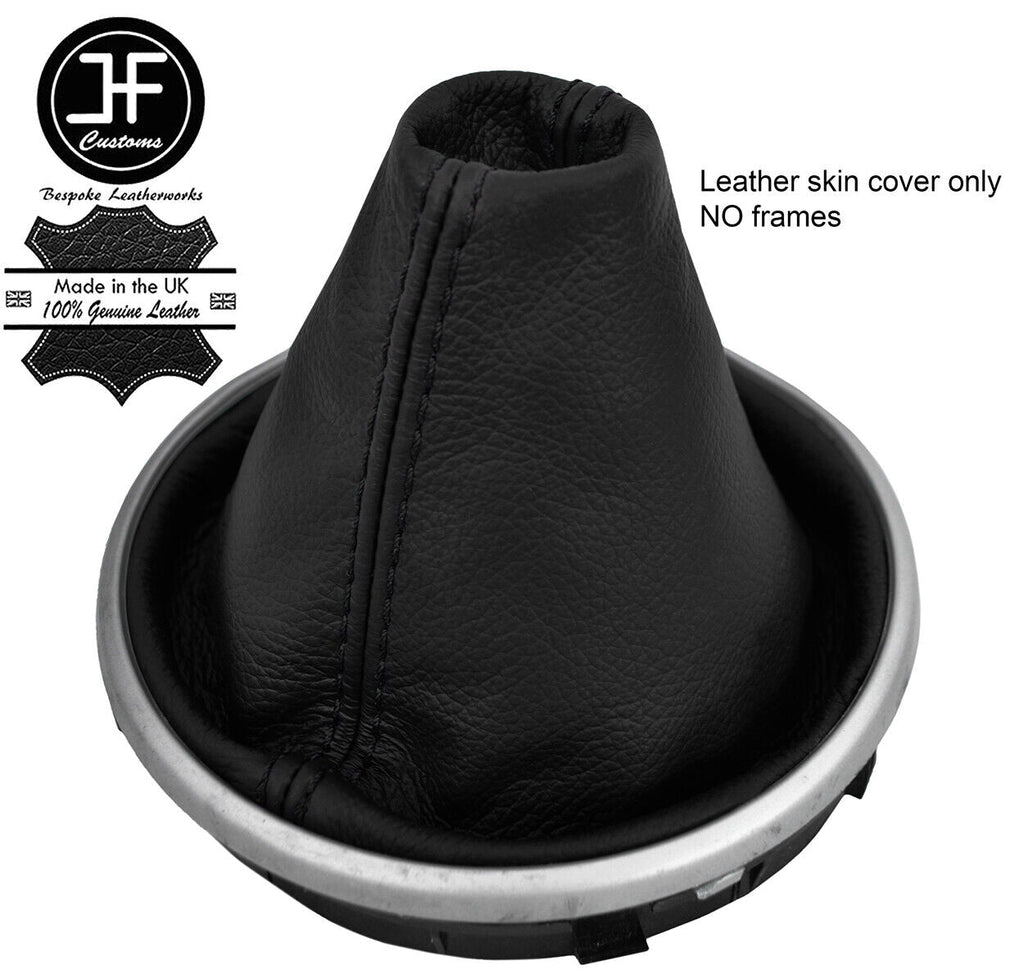 BLACK STITCHING MANUAL TOP GRAIN LEATHER GEAR GAITER FITS SKODA FABIA MK2 07-14