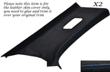 BLUE STITCH 2X REAR C PILLAR LEATHER COVERS FITS BMW 3 SERIES E46 COUPE 98-05