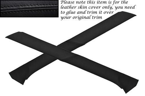 BLACK STITCHING FITS RANGE ROVER CLASSIC 2X WINDSCREEN PILLAR LEATHER COVERS