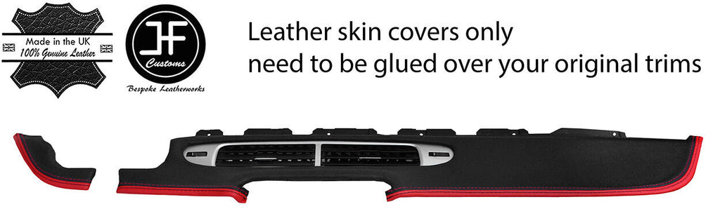 BLACK & RED DASH VENTS TRIM 2 TONE LEATHER COVER FITS CAMARO 12-15 STYLE 2