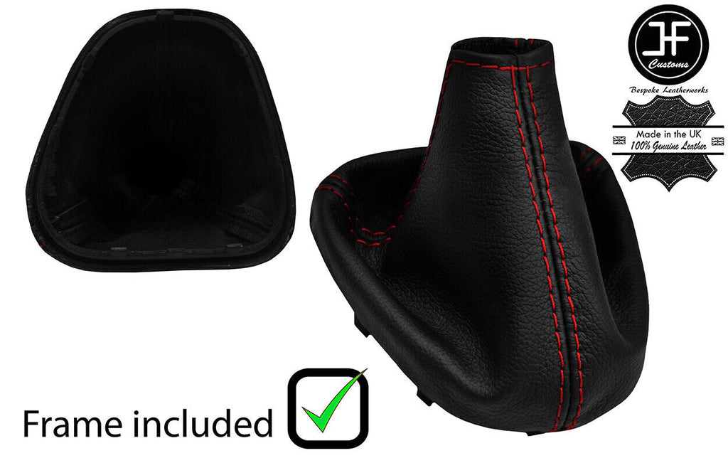 RED STITCH LEATHER GEAR GAITER + PLASTIC FRAME FITS RENAULT MASTER 2010-2017