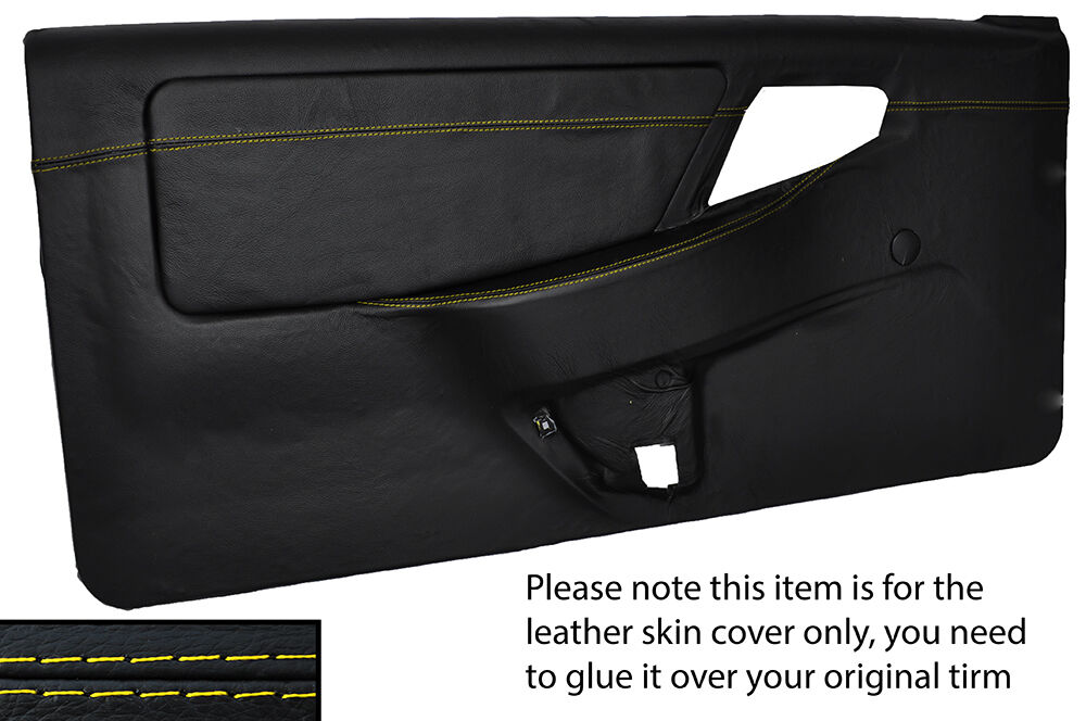 YELLOW STITCH 2X FULL DOOR CARD SKIN COVER FITS FORD SIERRA RS COSWORTH 3 DOOR