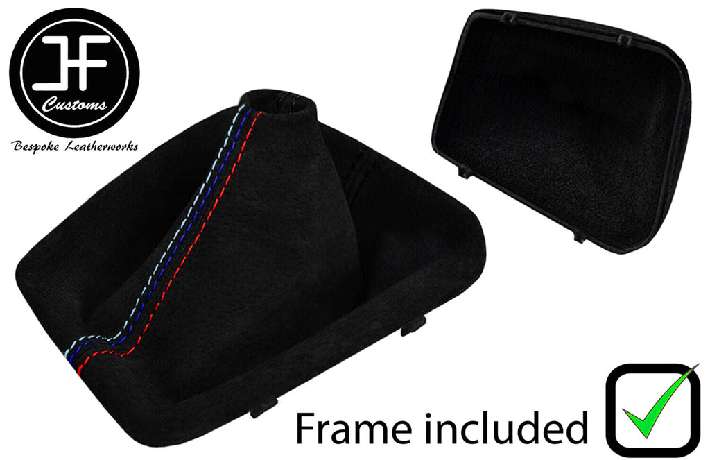 BLACK & TRI STITCH SUEDE GEAR + PLASTIC FRAME FOR BMW 3 SERIES E36 3 91-99