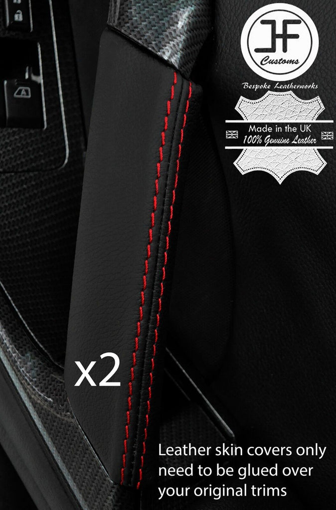 RED STITCH 2X DOOR HANDLE TRIM LEATHER COVER FITS NISSAN GT-R GTR R35 09-17