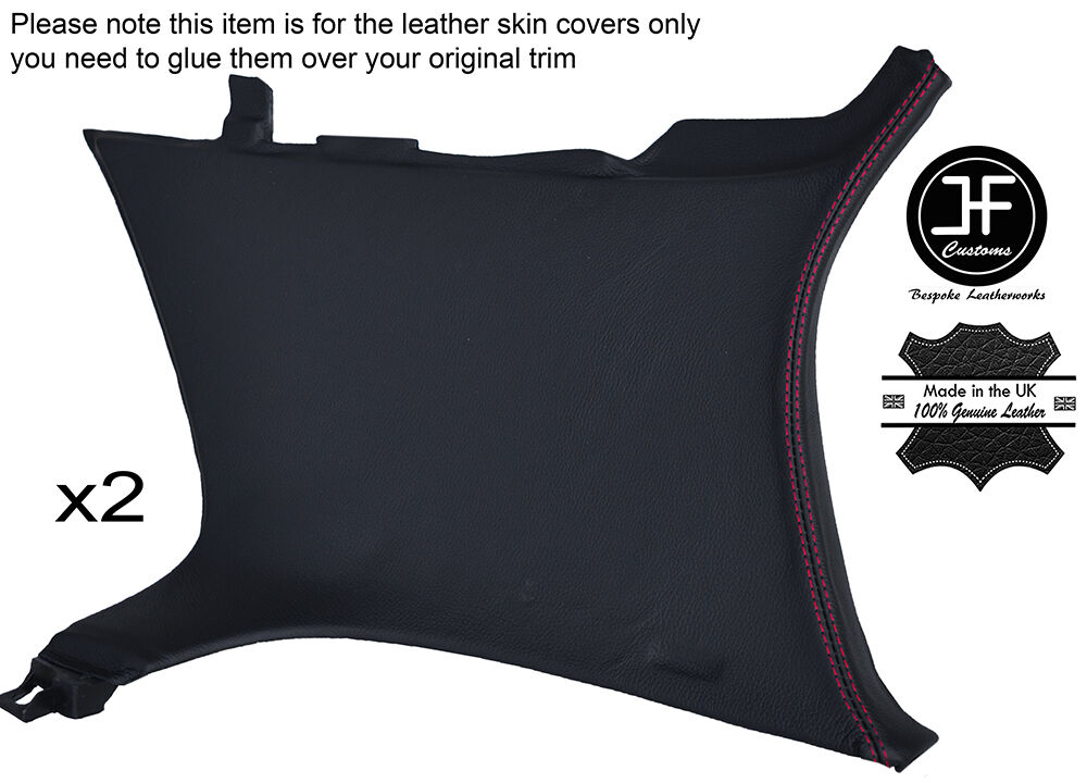 RED STICH 2X REAR C PILLAR TRIM LEATHER COVERS FITS VW GOLF MK5 04-09 5 DOOR