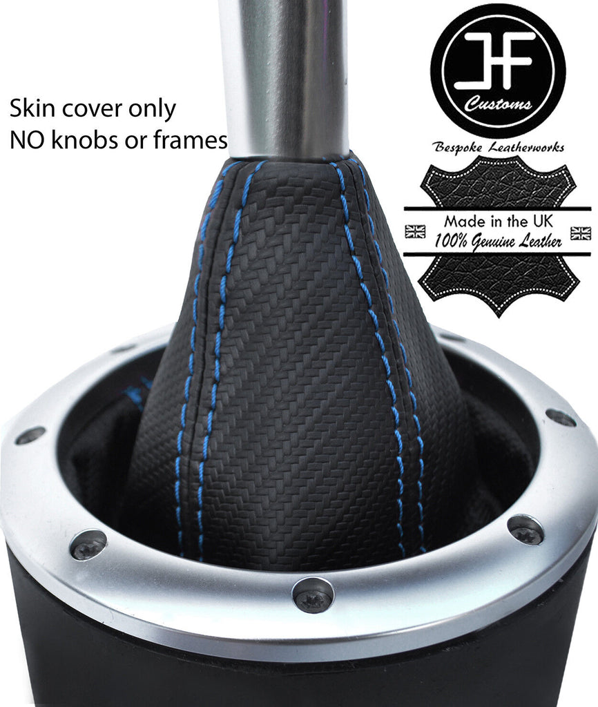 BLUE STITCHING CARBON FIBER VINYL MANUAL GEAR GAITER FOR AUDI TT MK1 1998-2006