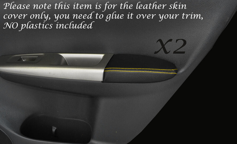 YELLOW STITCH 2X FRONT DOOR ARMREST SKIN COVER FITS SUBARU IMPREZA WRX STI 08-13