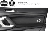 BLACK STITCH 2X FRONT DOOR CARD TRIM LEATHER COVER FOR PEUGEOT 308 14-18 5 DOOR