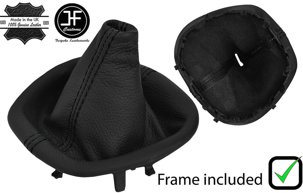 BLACK STITCH LEATHER GEAR GAITER+PLASTIC FRAME FITS FIAT TALENTO 2015-2019