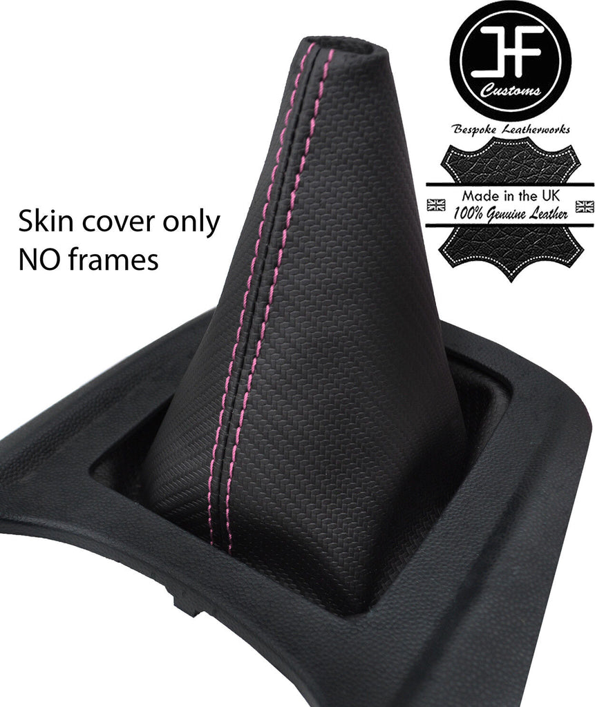 PINK STITCH CARBON FIBER VINYL MANUAL  GEAR GAITER FITS FORD FIESTA MK7 08-13